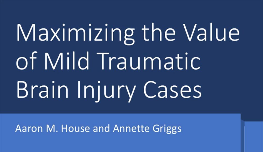 Maximizing the Value of Mild Traumatic Brain Injury Cases – Missouri Bar Association 2020 Solo and Small Firm Annual Conference